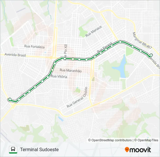 008 LESTE - SUDOESTE Bus Line Map