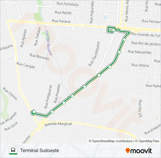 009 OESTE - SUDOESTE Bus Line Map