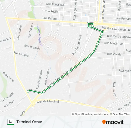 009 OESTE - SUDOESTE Bus Line Map