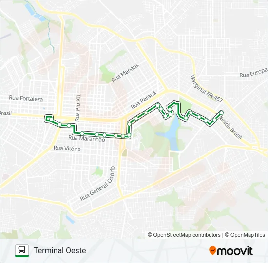 190 LESTE / OESTE - VIA SANTA CATARINA-MARANHÃO Bus Line Map