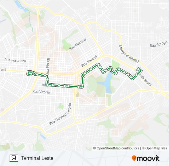 Mapa da linha 190 LESTE / OESTE - VIA SANTA CATARINA-MARANHÃO de ônibus