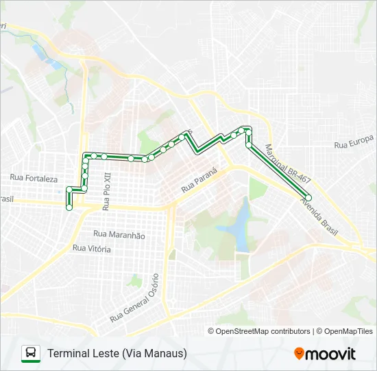 190 LESTE / OESTE - VIA SANTA CATARINA-MARANHÃO Bus Line Map