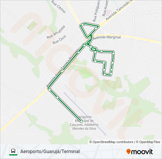Mapa da linha 212 GUARUJÁ - SUDOESTE de ônibus