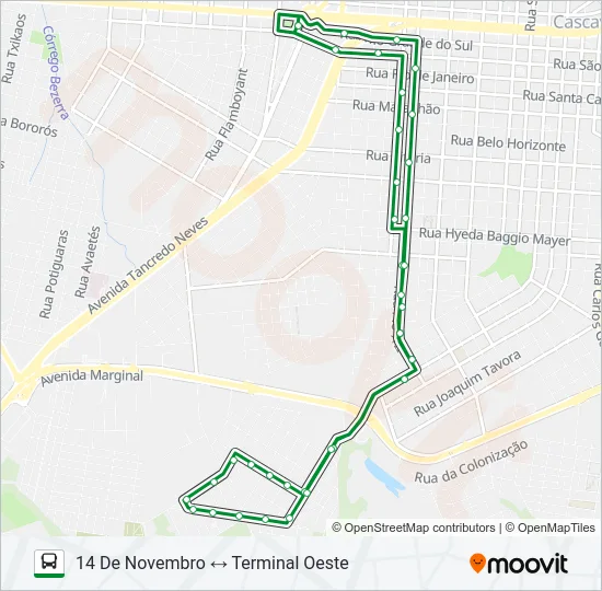225 14 DE NOVEMBRO - OESTE Bus Line Map