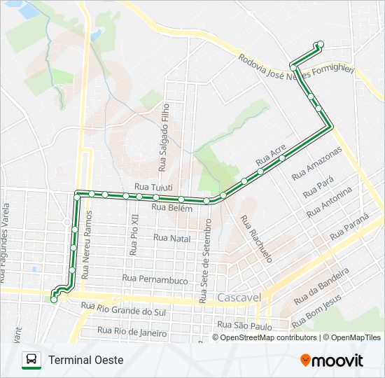 Mapa da linha 191 NORDESTE - OESTE VIA MANAUS de ônibus