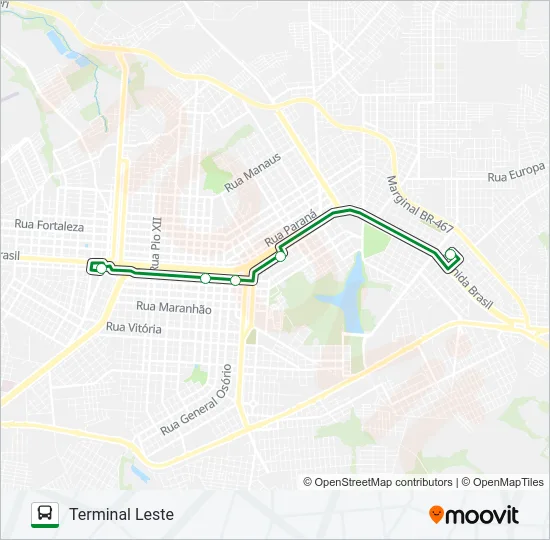 002 EXPRESSO LESTE - OESTE Bus Line Map