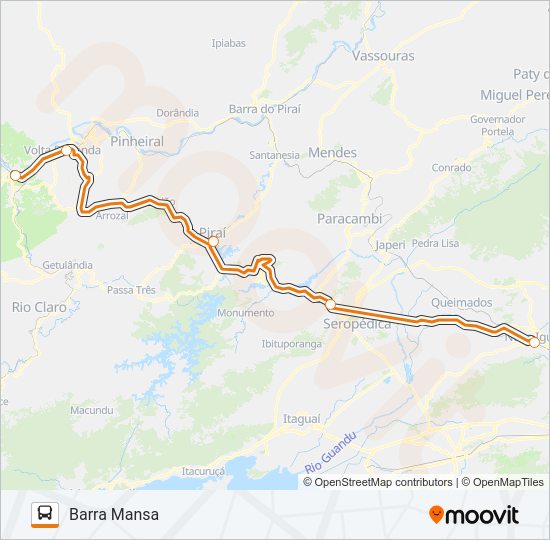 Mapa da linha BARRA MANSA - NOVA IGUAÇU de ônibus