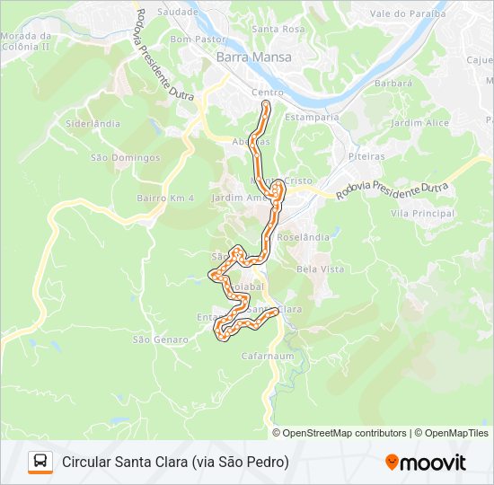 Mapa da linha BM010-02 de ônibus