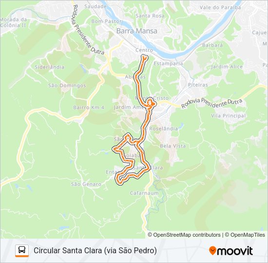 Mapa da linha BM010-02 de ônibus