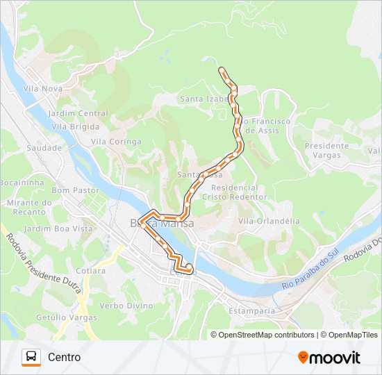 Mapa da linha TR022-01 de ônibus