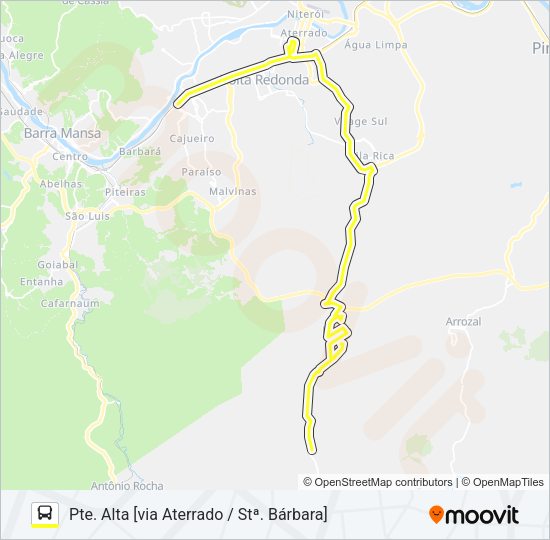 Mapa da linha 180 de ônibus