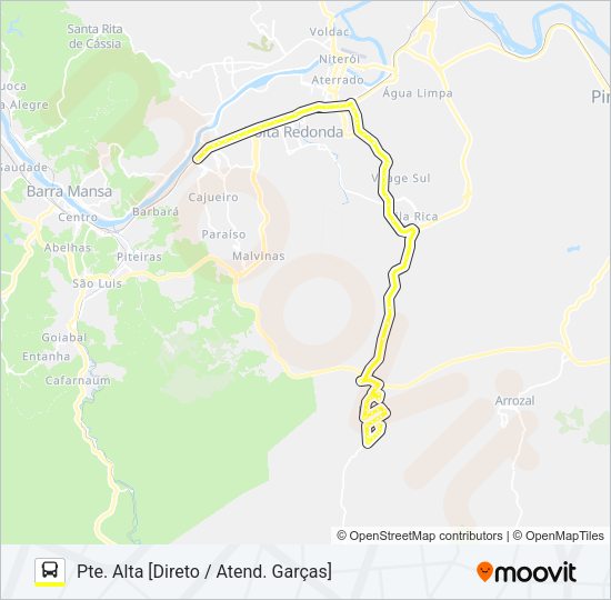 Mapa da linha 180 de ônibus