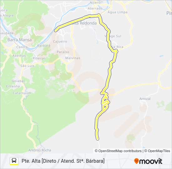 Mapa da linha 180 de ônibus