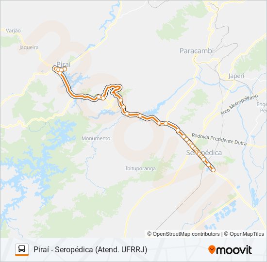 Mapa da linha MP14 de ônibus