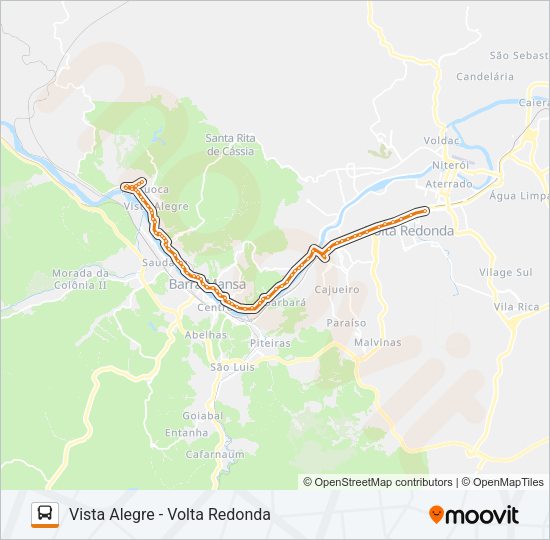 Mapa da linha P501 de ônibus