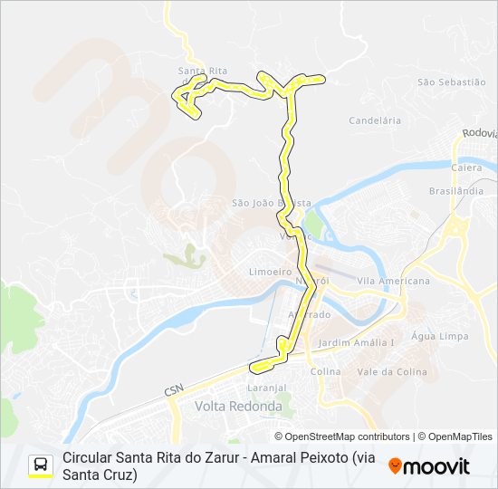 Mapa da linha 305 de ônibus