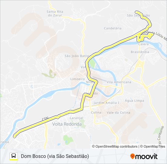 Mapa da linha 320 de ônibus