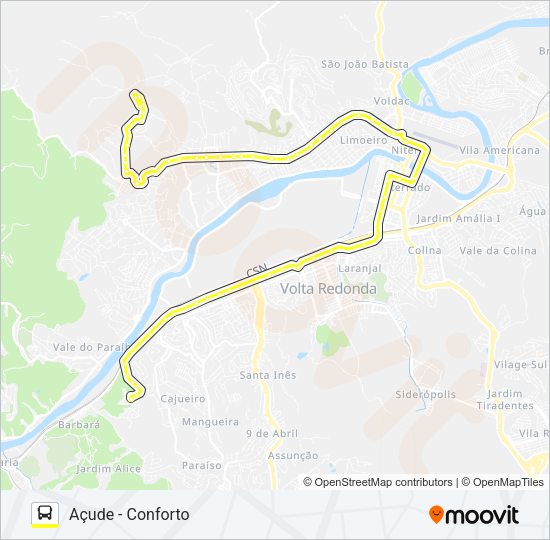 Mapa da linha 500 de ônibus