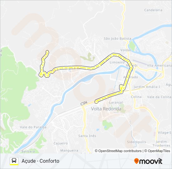 Mapa da linha 500 de ônibus