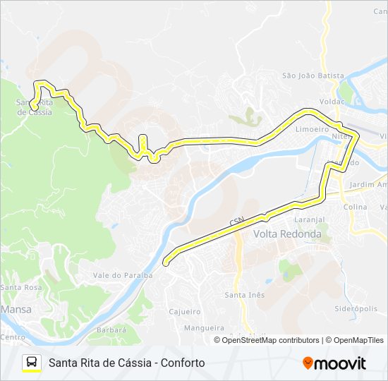 Mapa da linha 505 de ônibus