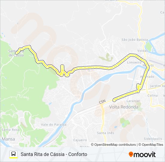 Mapa da linha 505 de ônibus