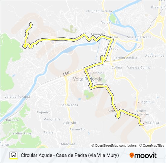Mapa da linha 530 de ônibus