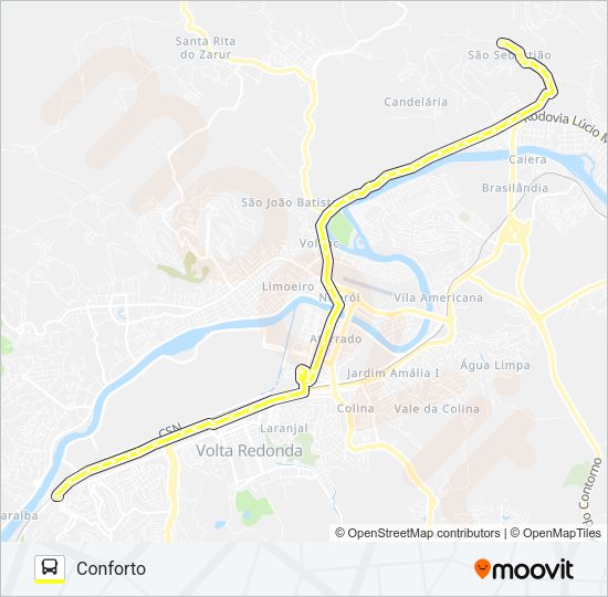 Mapa da linha 320A de ônibus