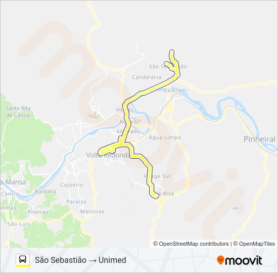 Mapa da linha 320A de ônibus