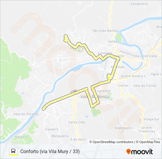 Mapa da linha 415 de ônibus