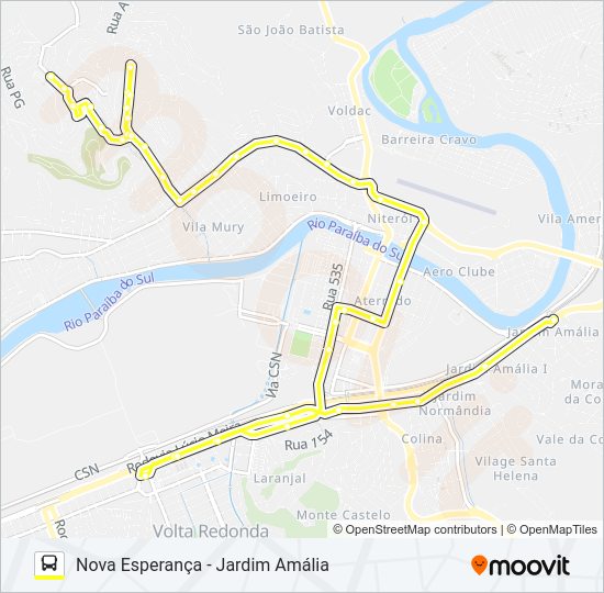 Mapa da linha 450 de ônibus