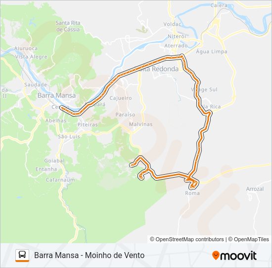 Mapa da linha P544 de ônibus