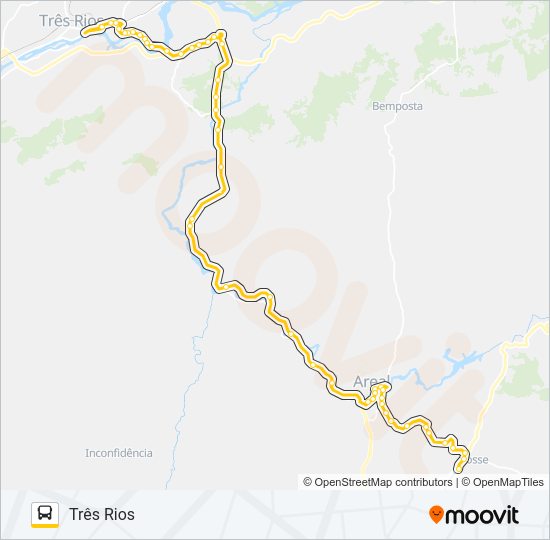 Mapa da linha MP73 de ônibus