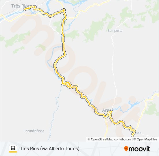 Mapa da linha MP73 de ônibus