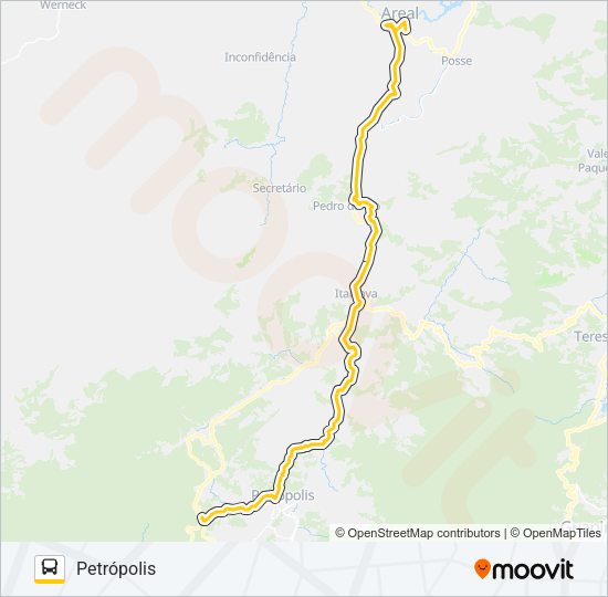 Mapa da linha MP75 de ônibus