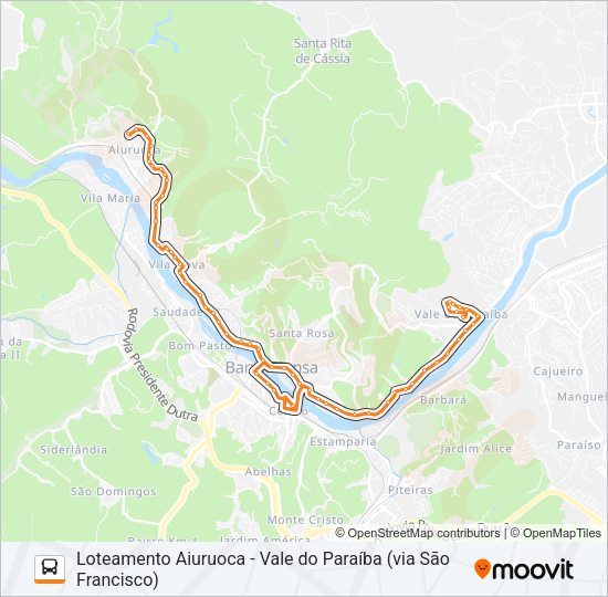 Mapa da linha TR130-02 de ônibus