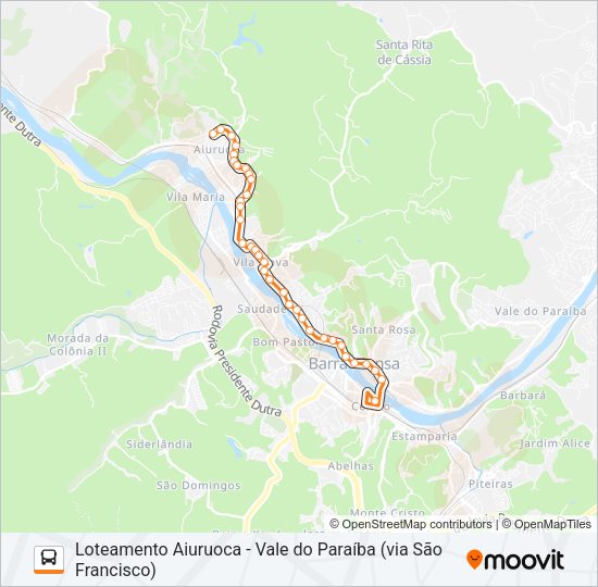 Mapa da linha TR130-02 de ônibus