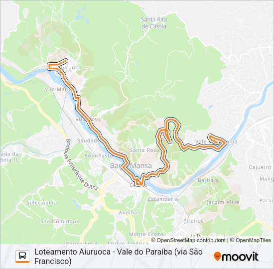Mapa da linha TR130-02 de ônibus