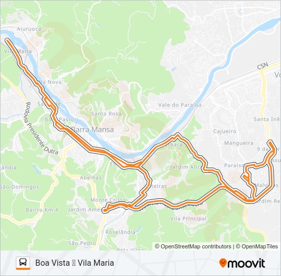 Mapa da linha TR493-02 de ônibus