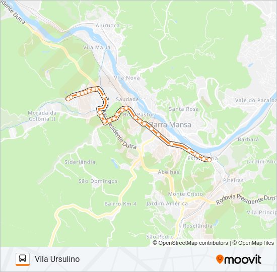 Mapa da linha TR053-03 de ônibus