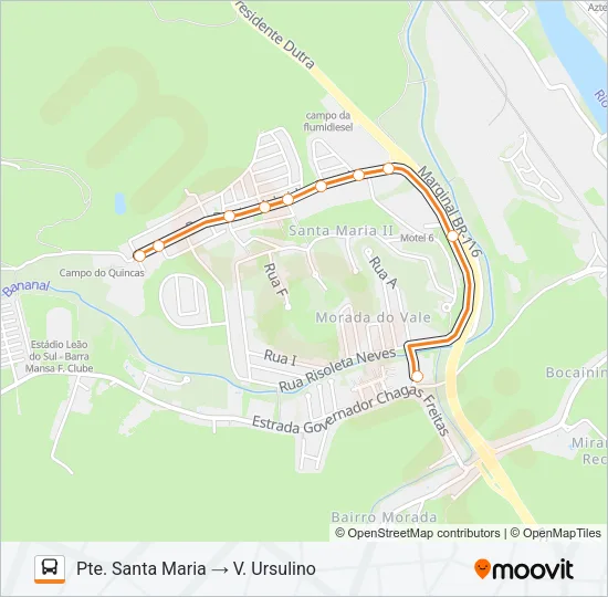 Mapa da linha TR053-03 de ônibus