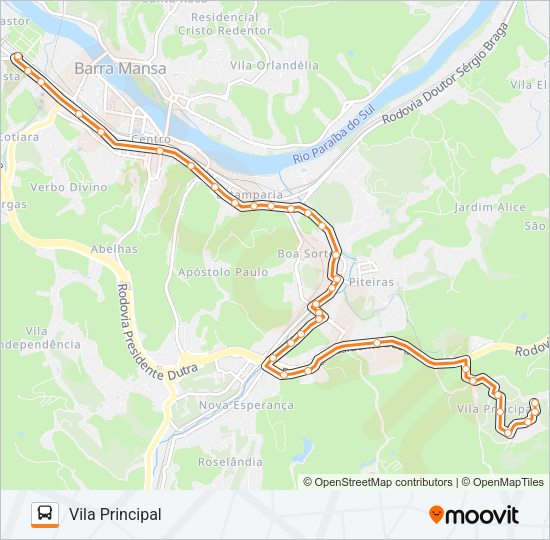 Mapa da linha TR083-01 de ônibus