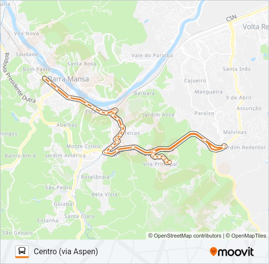 Mapa da linha TR083-01 de ônibus