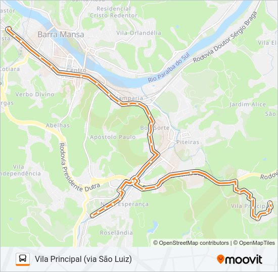 Mapa da linha TR083-01 de ônibus