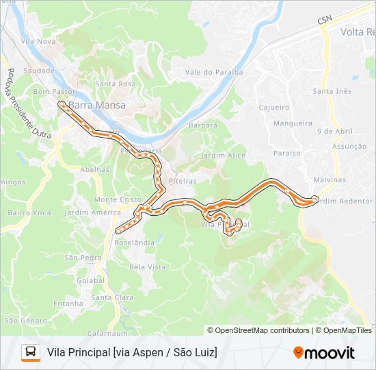 Mapa da linha TR083-01 de ônibus
