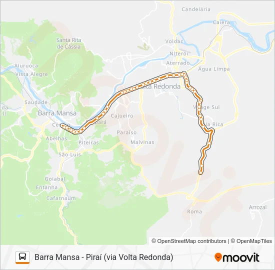 Mapa da linha P104 de ônibus