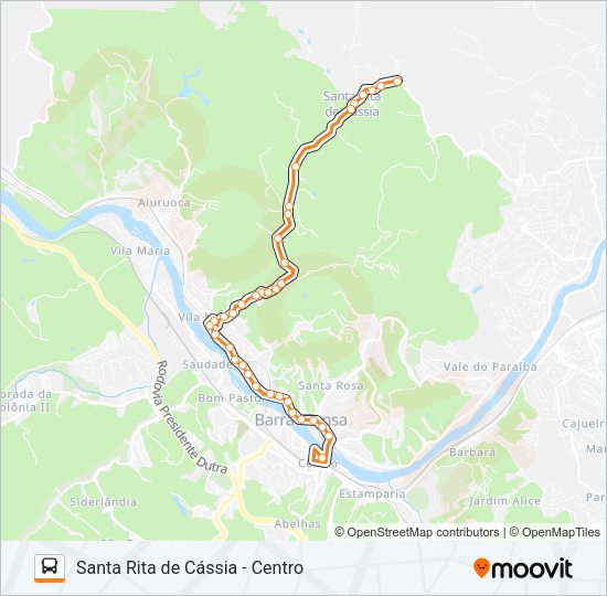 Mapa da linha TR012-01 de ônibus