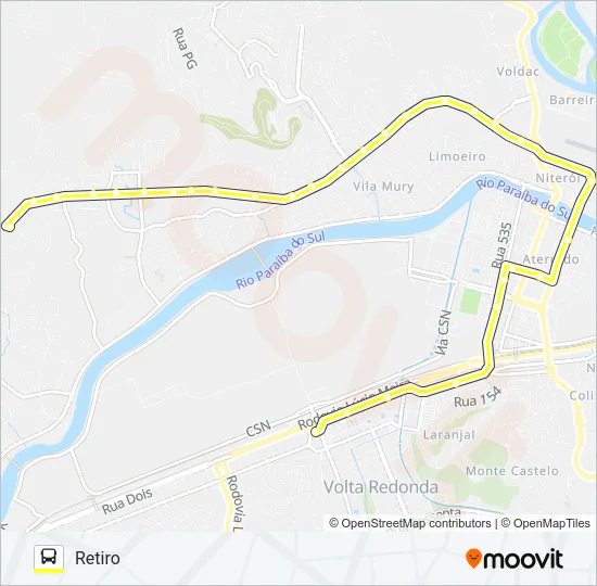 525A Bus Line Map