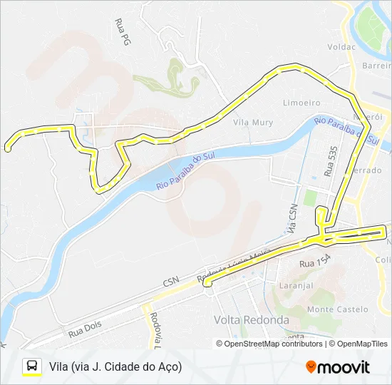 525A Bus Line Map