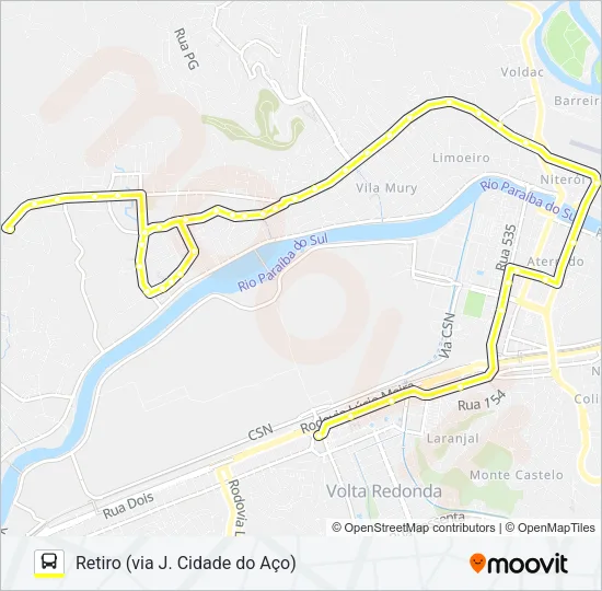 525A Bus Line Map