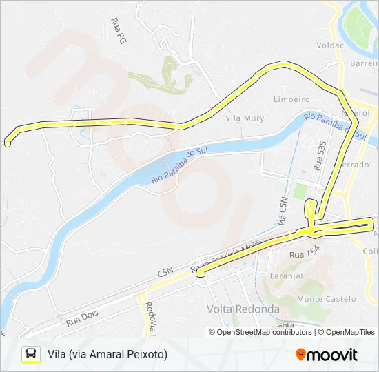 525A Bus Line Map